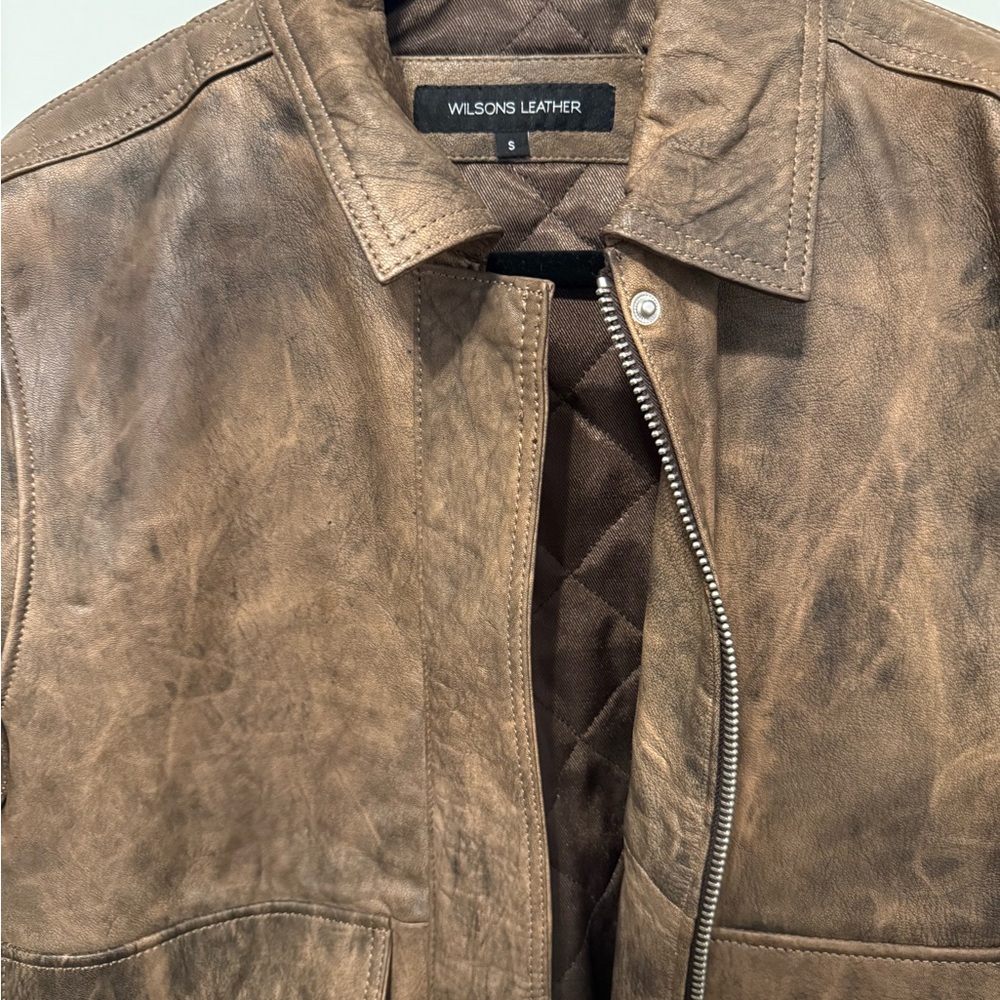 Wilsons Leather Brown Bomber Aviator Jacket - Picture 3 of 8